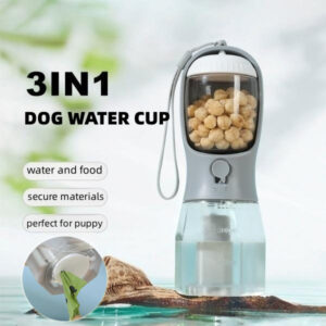 3 in 1 Portable Pet Water Bottle with Food Container and Waste Bag Holder