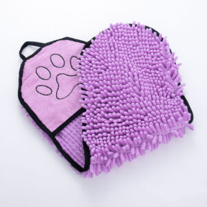 Super Absorbent Chenille Dog Bathrobe Towel with Double Pockets