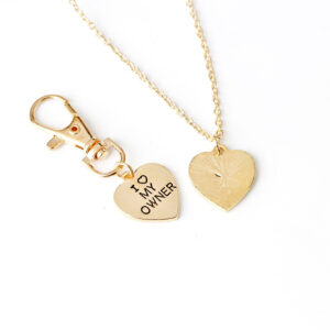 I Love My Dog and I Love My Owner Heart Necklace Set, Matching Owner and Dog Tag Charm