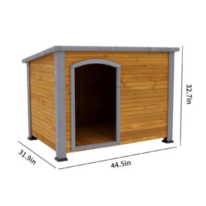 Natural Wood Dog House for Large Dogs, Outdoor and Indoor Wooden Kennel with Raised Feet, Weather Resistant
