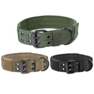 Tactical Dog Collar with Padded Lining, Heavy Duty Nylon Collar with Metal Buckle, D Ring and Patch Panel