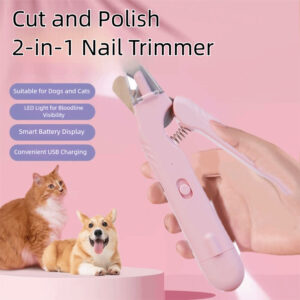 2 in 1 LED Pet Nail Clipper and Grinder, Rechargeable Dog and Cat Nail Trimmer