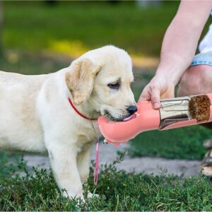 3 in 1 Portable Pet Water Bottle with Food Box and Waste Bag Storage for Dogs and Cats