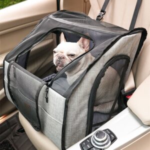 Foldable Dog Car Seat, Waterproof Pet Booster Seat with Safety Tether and Sturdy Frame