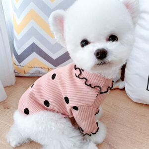 Polka Dot Turtleneck Dog Shirt, Soft Cotton Base Layer for Small and Large Dogs