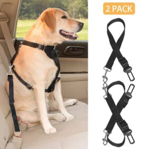 2 Pack Adjustable Nylon Dog and Cat Car Seatbelt Leash with Swivel Carabiner