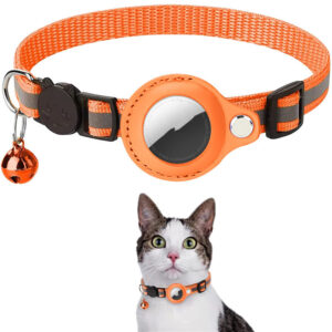 Reflective Nylon Pet Collar with Waterproof Tracker Holder for Cats and Dogs