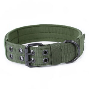 Tactical Dog Collar with Padded Lining, Heavy Duty Nylon Collar with Metal Buckle, D Ring and Patch Panel