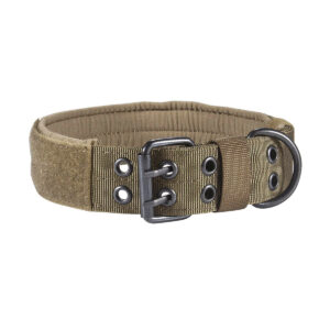 Tactical Dog Collar with Padded Lining, Heavy Duty Nylon Collar with Metal Buckle, D Ring and Patch Panel