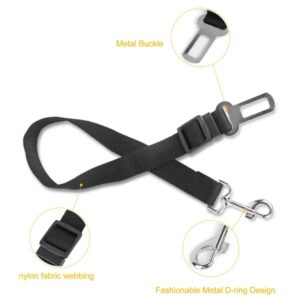 2 Pack Adjustable Nylon Dog and Cat Car Seatbelt Leash with Swivel Carabiner
