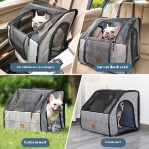 Foldable Dog Car Seat, Waterproof Pet Booster Seat with Safety Tether and Sturdy Frame