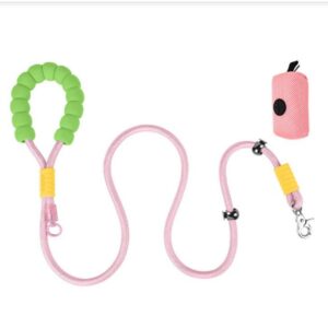 Shock Absorbing Dog Leash for Small and Medium Dogs, 100cm Walking Lead with Neck Loop