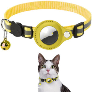 Reflective Nylon Pet Collar with Waterproof Tracker Holder for Cats and Dogs