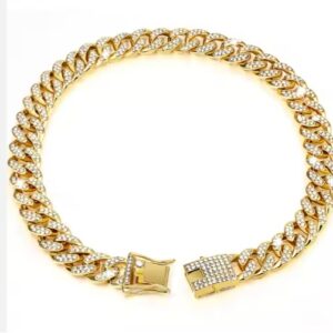 Sparkling Rhinestone Dog Chain Collar, Adjustable Alloy Choker for Dogs and Cats