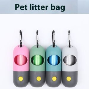 LED Dog Poop Bag Dispenser, Portable Waste Bag Holder for Night Walks
