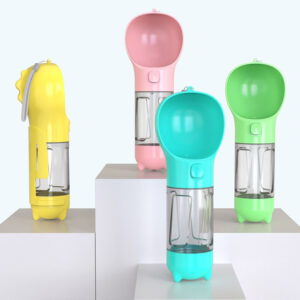 3 in 1 Portable Pet Water Bottle with Food Box and Waste Bag Storage for Dogs and Cats