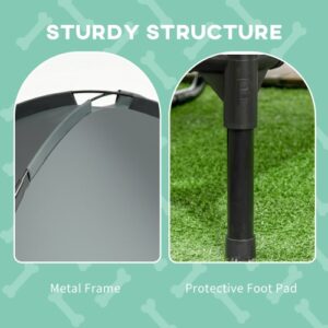 Elevated Dog Cot with Canopy, Portable Raised Pet Bed with Sun Shade for Small Dogs, Gray