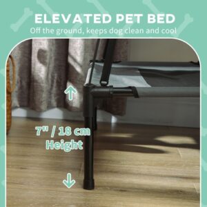 Elevated Dog Cot with Canopy, Portable Raised Pet Bed with Sun Shade for Small Dogs, Gray