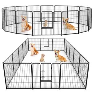 Metal Dog Playpen with Door, Foldable Exercise Pen for Small Medium Large Dogs