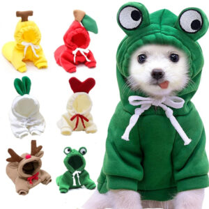 Cute Fruit Dog Hoodie, Warm Fleece Sweater for Small Dogs and Cats with Drawstring