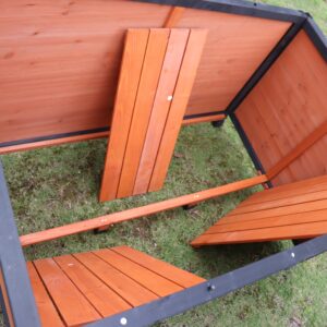 46 Inch Wooden Dog House for Large Dogs, Outdoor and Indoor Kennel with Waterproof Roof and Raised Feet