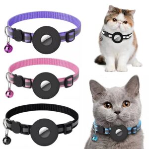 Reflective Nylon Pet Collar with Waterproof Tracker Holder for Cats and Dogs