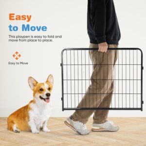 Metal Dog Playpen with Door, Foldable Exercise Pen for Small Medium Large Dogs