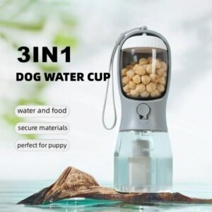 3 in 1 Portable Pet Water Bottle with Food Container and Waste Bag Holder