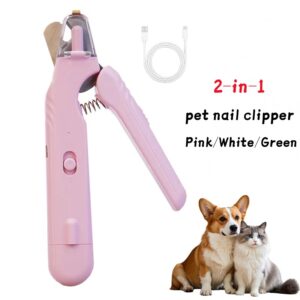 2 in 1 LED Pet Nail Clipper and Grinder, Rechargeable Dog and Cat Nail Trimmer