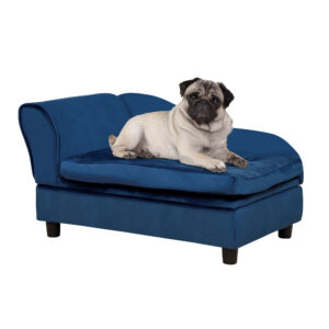 Small Dog Bed with Hidden Storage, Plush Dog Sofa Bed with 3 Inch Foam Cushion for Small Dogs and Cats, Blue