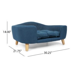 Mid Century Modern Dog Bed with Birch Wood Legs, Plush Cushion for Small Dogs