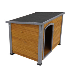 Natural Wood Dog House for Large Dogs, Outdoor and Indoor Wooden Kennel with Raised Feet, Weather Resistant