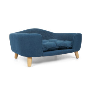 Mid Century Modern Dog Bed with Birch Wood Legs, Plush Cushion for Small Dogs