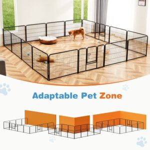 Metal Dog Playpen with Door, Foldable Exercise Pen for Small Medium Large Dogs