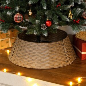 Woven Christmas Tree Collar, Rustic Tree Stand Cover for Trees up to 106 Inches