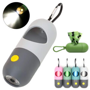 LED Dog Poop Bag Dispenser, Portable Waste Bag Holder for Night Walks