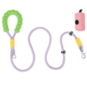 Shock Absorbing Dog Leash for Small and Medium Dogs, 100cm Walking Lead with Neck Loop