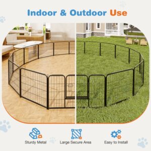Metal Dog Playpen with Door, Foldable Exercise Pen for Small Medium Large Dogs