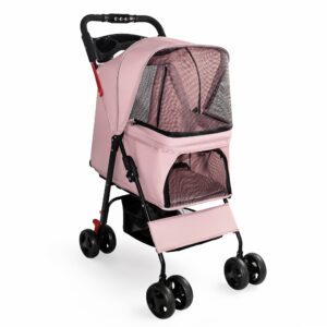 Foldable Pet Stroller for Small Dogs and Cats Up to 28 lbs, Pink