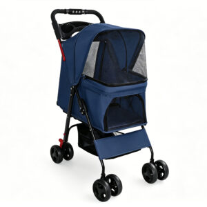 Foldable Pet Stroller for Small Dogs and Cats Up to 28 lbs, Blue